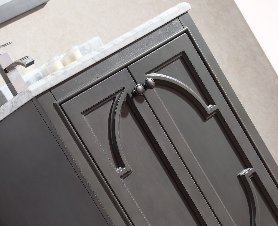 Odyssey Vanity, Gray, 24", White Carrara Marble