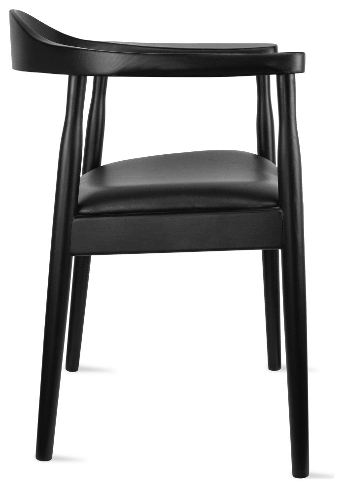 Real Oak Wood PU Leather Seat Wegner Kennedy Dining Assembled Chair, Black