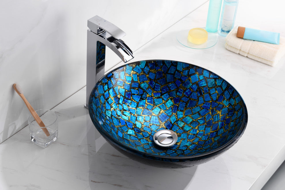 ANZZI Chipasi Series Tempered Glass Bathroom Vessel Sink
