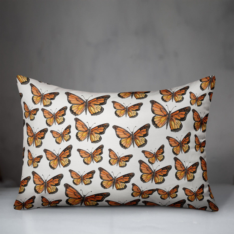 Watercolor Butterfly Flock 5 14x20 Spun Poly Pillow