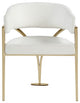 Madelyn Upholstered Dining Chair, Set of 2, Cream, Vegan Leather, Gold Finish