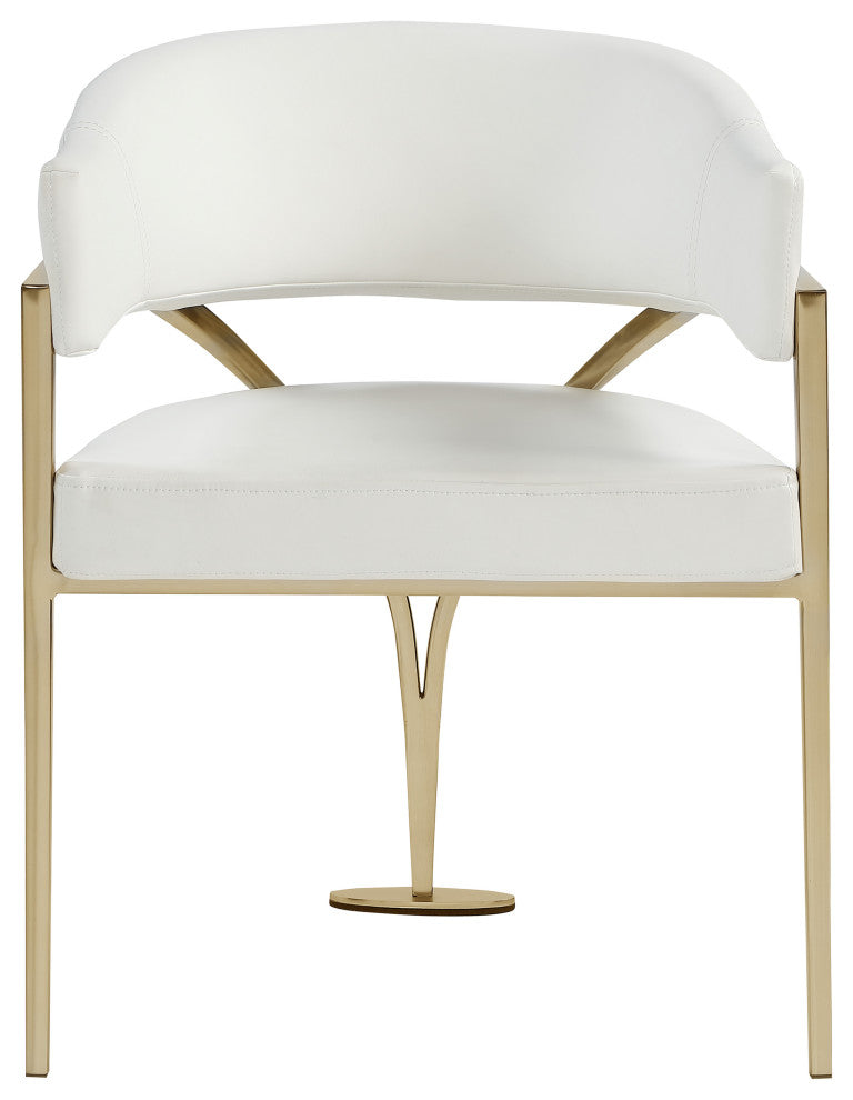 Madelyn Upholstered Dining Chair, Set of 2, Cream, Vegan Leather, Gold Finish