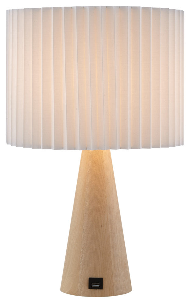 Inspired Home Ileana Table Lamp, USB Charger, Ivory