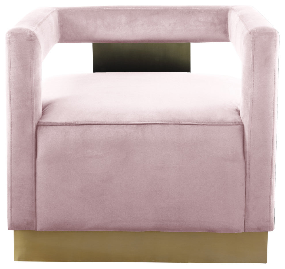 Armani Velvet Upholstered Accent Chair, Pink
