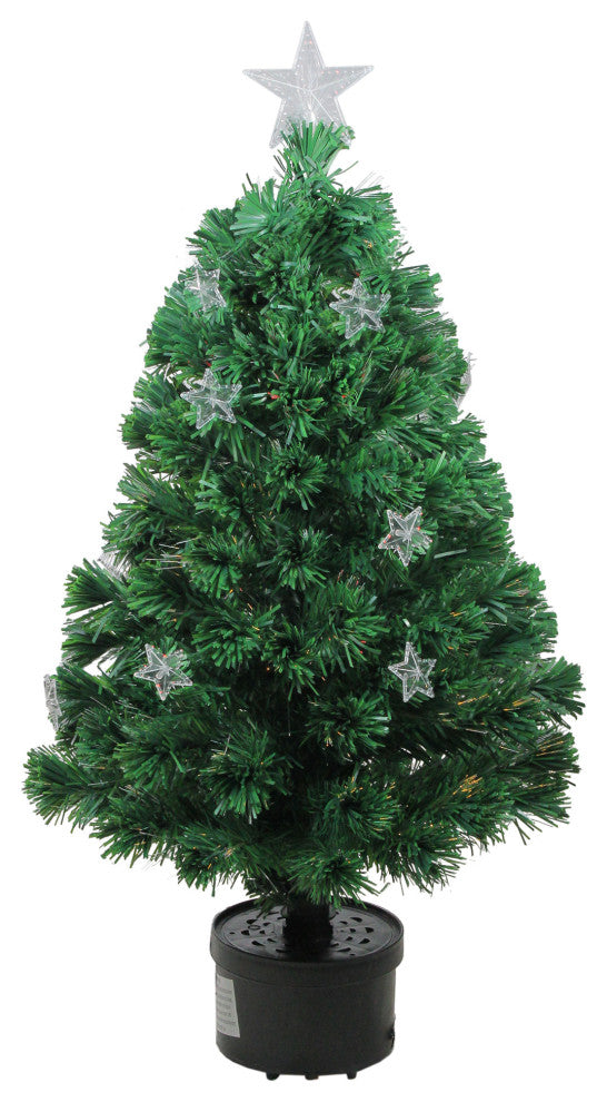 4' Pre-Lit Fiber Optic Artificial Christmas Tree with Stars
