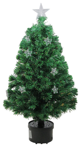 4' Pre-Lit Fiber Optic Artificial Christmas Tree with Stars