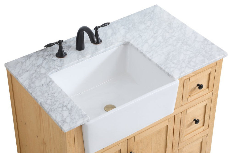 Home Living 22" Farmhouse Natural Wood-Light Bathroom Vanity