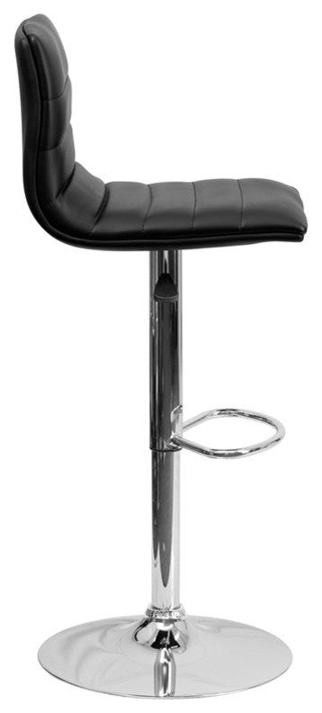 Estella Lois Mid-Back Black Vinyl Swivel Adjustable Barstool