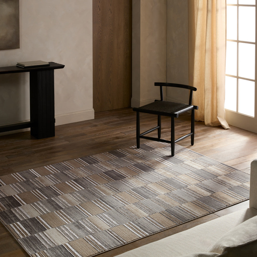 Label J Rhenium GLM04 Abstract Gray Area Rug, 4'3"x5'11"