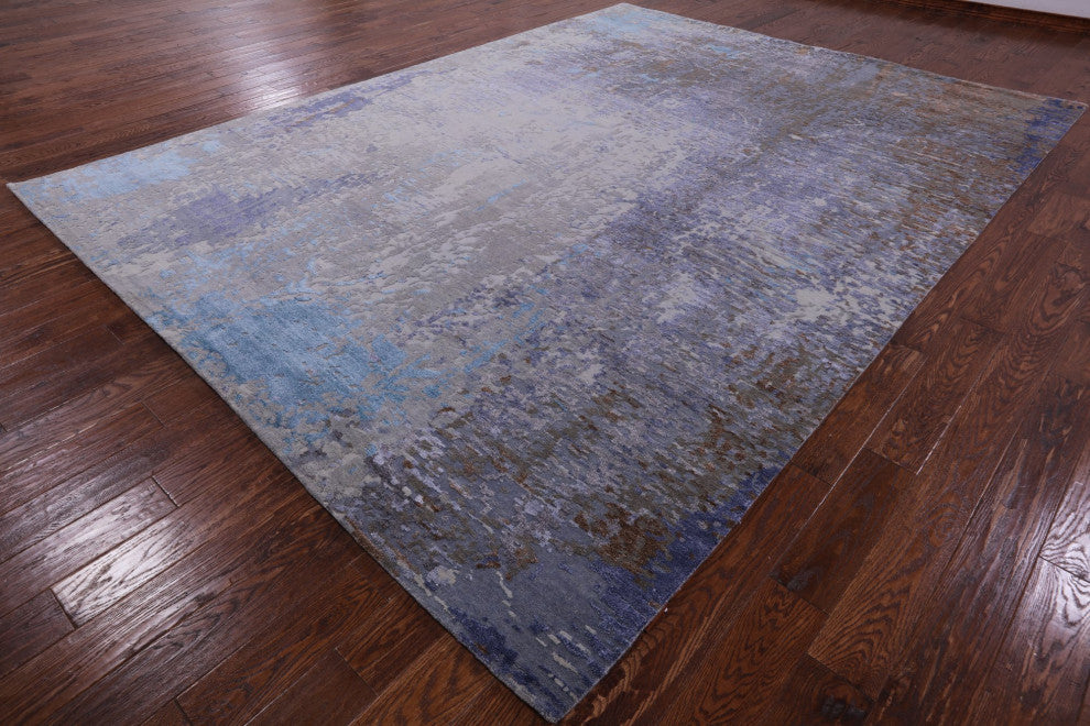 9' 0" X 12' 2" Hand Knotted Wool and Silk Modern Rug Q7239