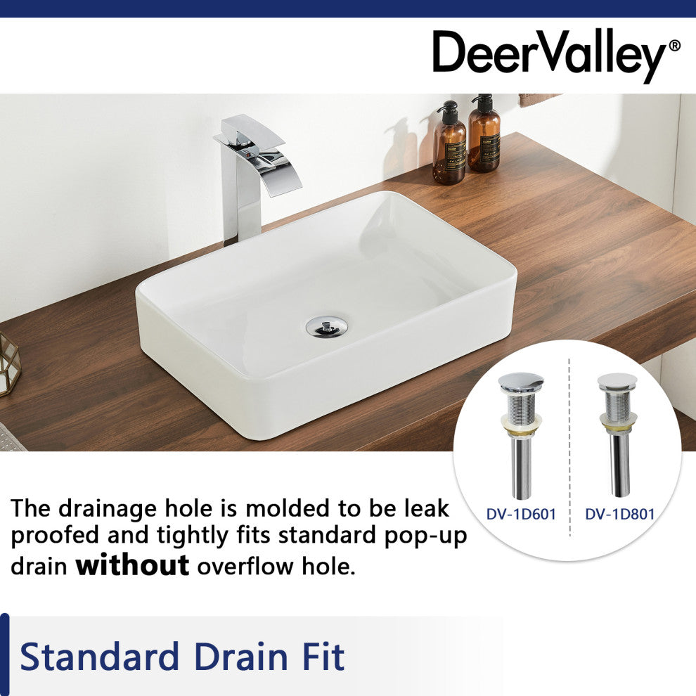 Rectangle Above Counter Porcelain Ceramic Bathroom Vessel Vanity Sink Art Basin