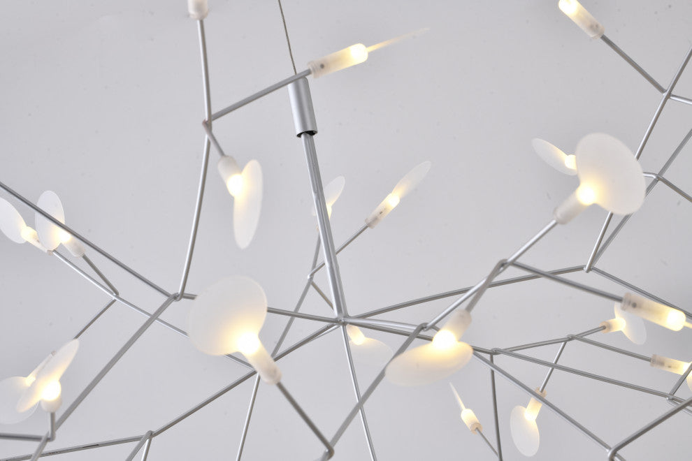 Silver Metal LED Chandelier With Frosted Acrylic Diffusers