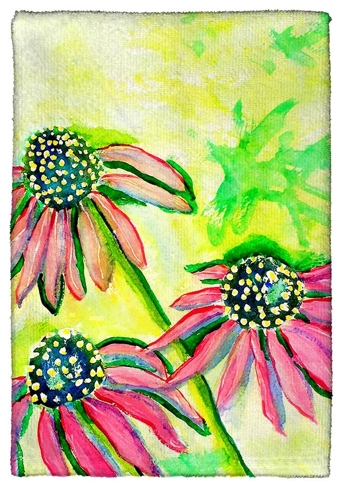 Cone Flowers Kitchen Towel - Two Sets of Two (4 Total)