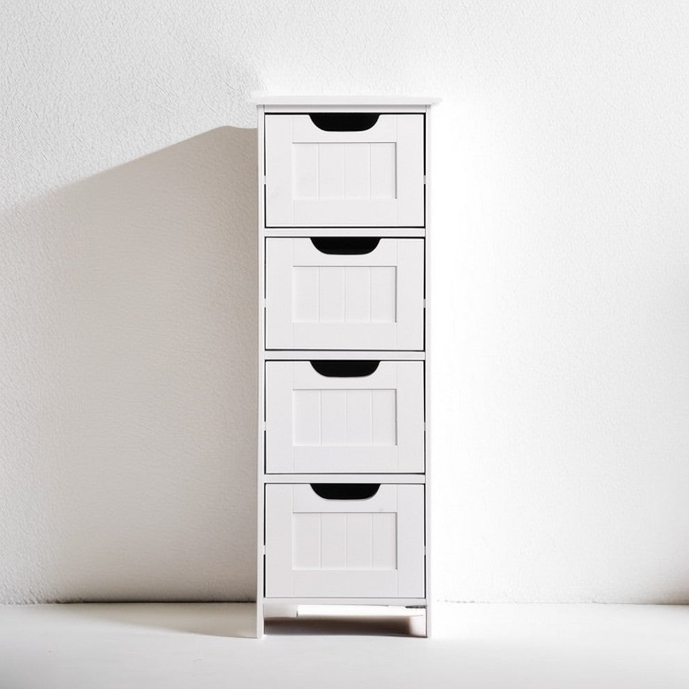 White Bathroom Storage Freestanding Cabinet With Drawers