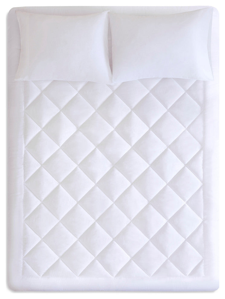 Sleep Philosophy Microfiber Waterproof Mattress Pad, White, King