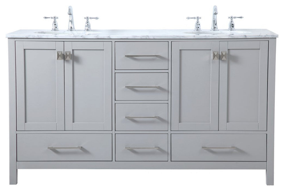 Elegant VF18960DGR 60"Double Bathroom Vanity, Gray