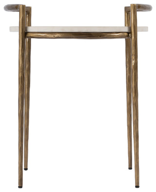 Madlyn 19 in. W Round Marble and Iron Side Table