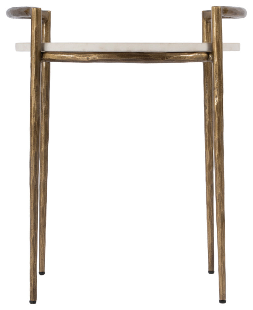 Madlyn 19 in. W Round Marble and Iron Side Table