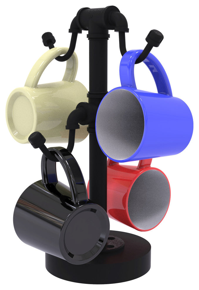 Pipeline Countertop 4 Coffee Mug Holder, Matte Black