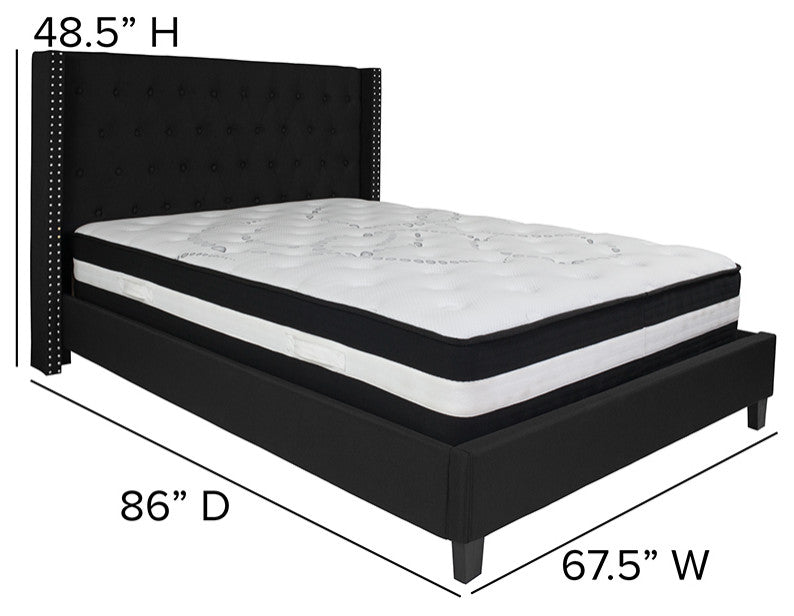 Queen Platform Bed Set-Black