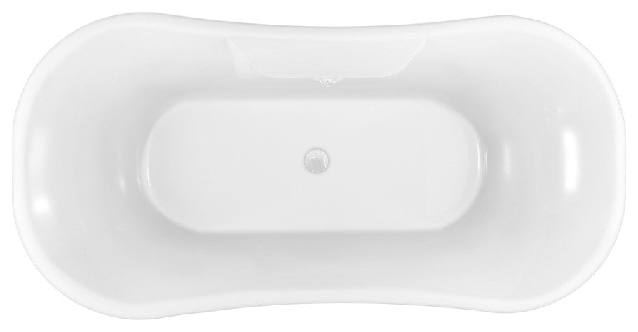 68" Streamline N103BL-WH Clawfoot Tub and Tray With External Drain