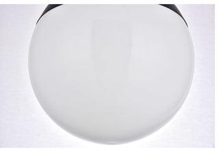 Eclipse 1 Light Flush Mount in Black with Frosted White Glass