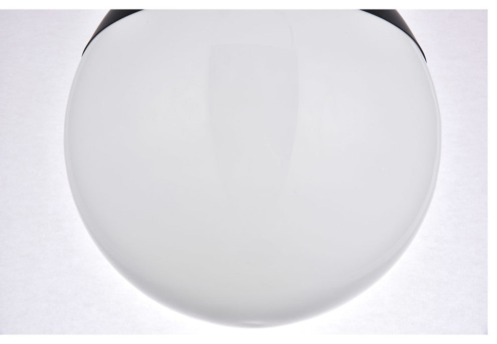 Eclipse 1 Light Flush Mount in Black with Frosted White Glass