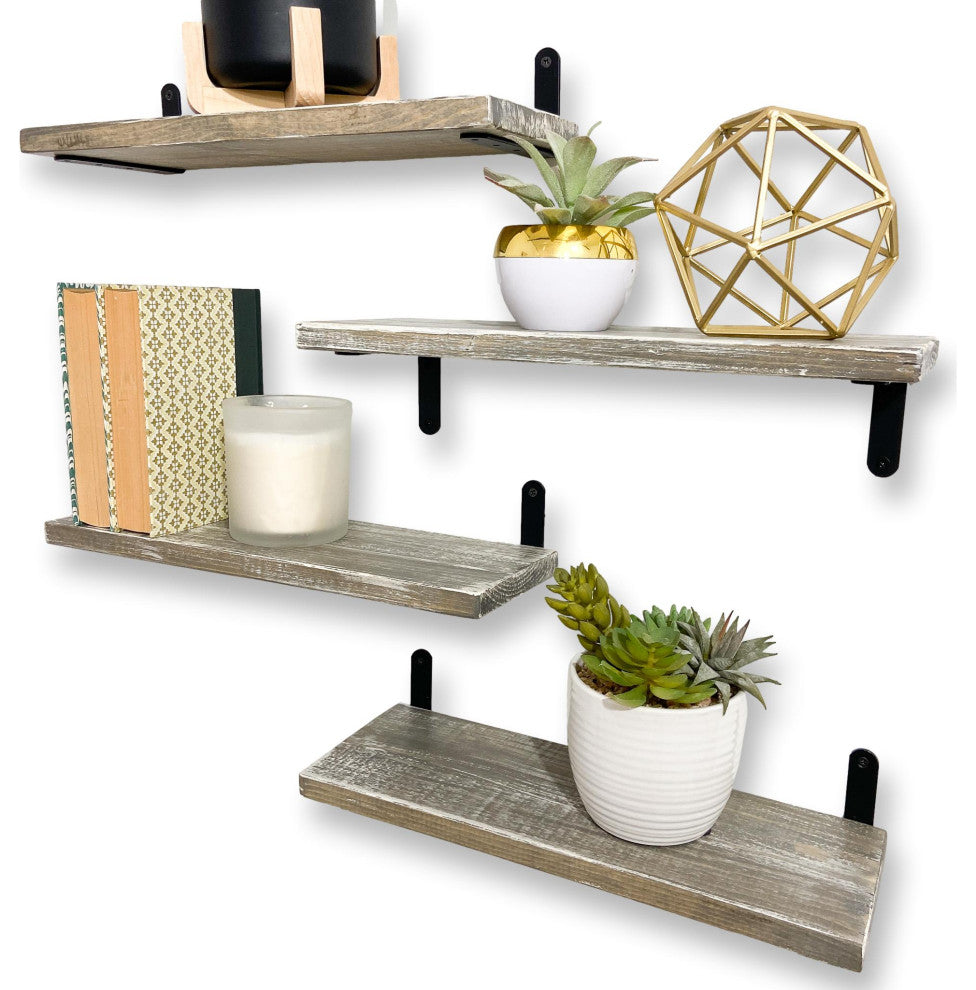 Barn Walls Floating Shelves - Set of 4, Graywash