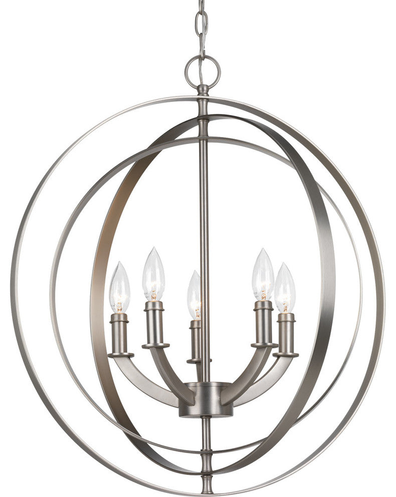 5-Light Chandelier, Burnished Silver