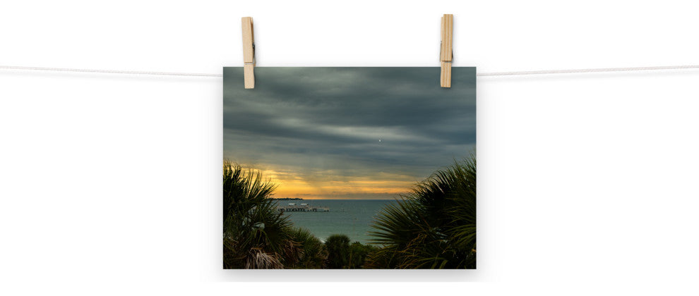 Cloudy Rainy Sunset De Soto Beach Unframed Landscape Photo Wall Art Print, 8" X 10"