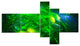 Alien Mystical Flower Green, Floral Art Canvas Print, 60"x32", 5 panels