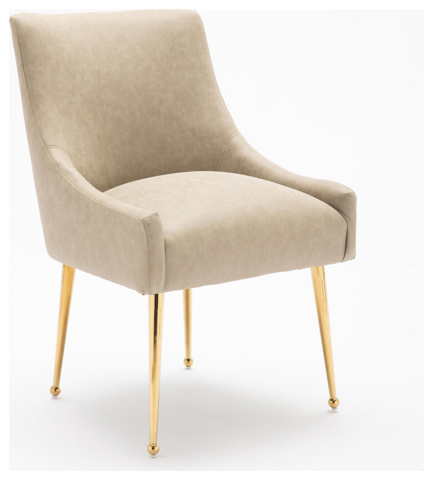 SEYNAR Modern PU Leather Dining Chairs Set of 4, Upholstered Side Accent Chair, Dark Apricot