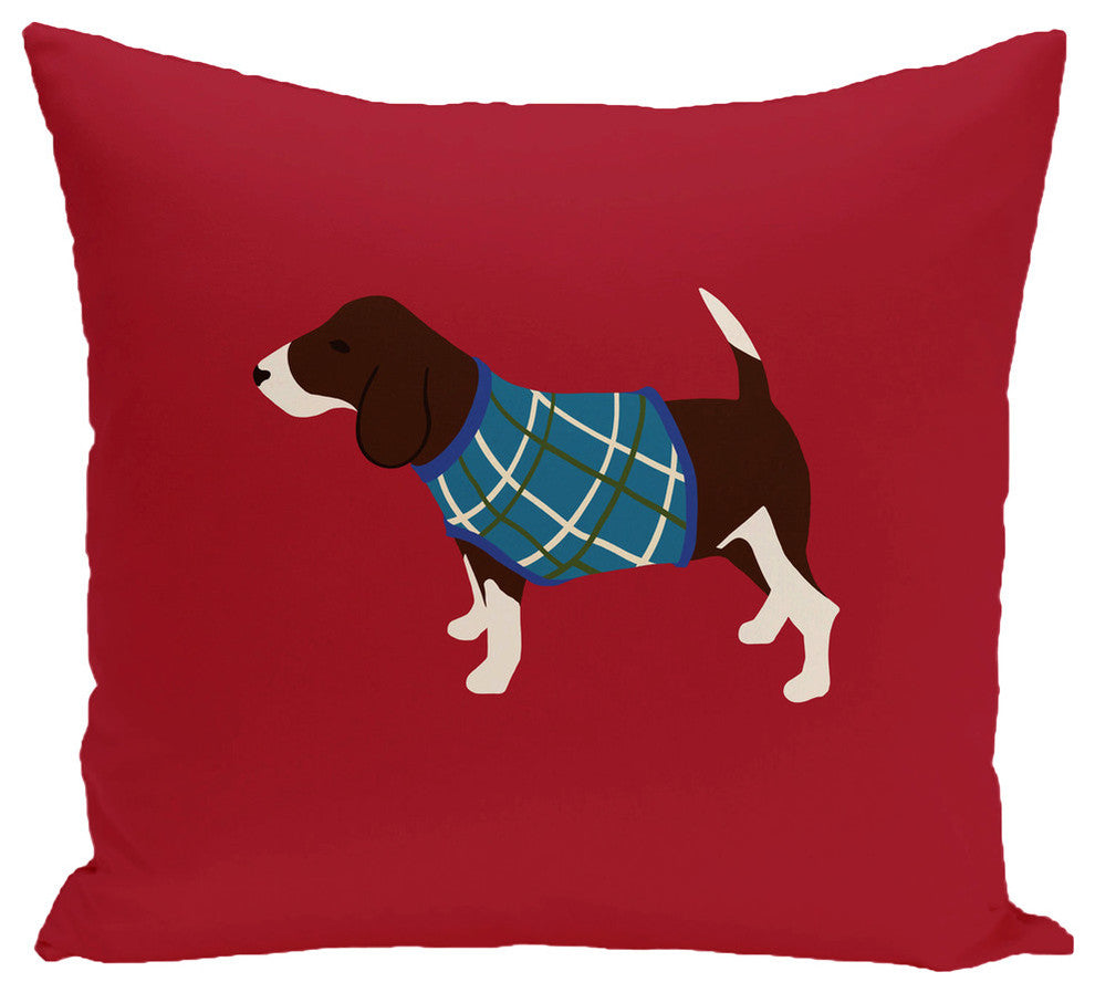 Warmest Wishes, Decorative Holiday Animal Print Pillow, Red, 18"x18"