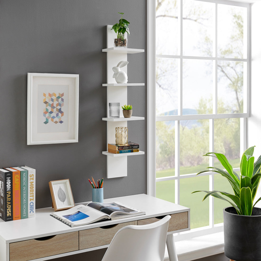 Danya B. Arica Utility Column 4-Tier Spine Wall Shelves, White