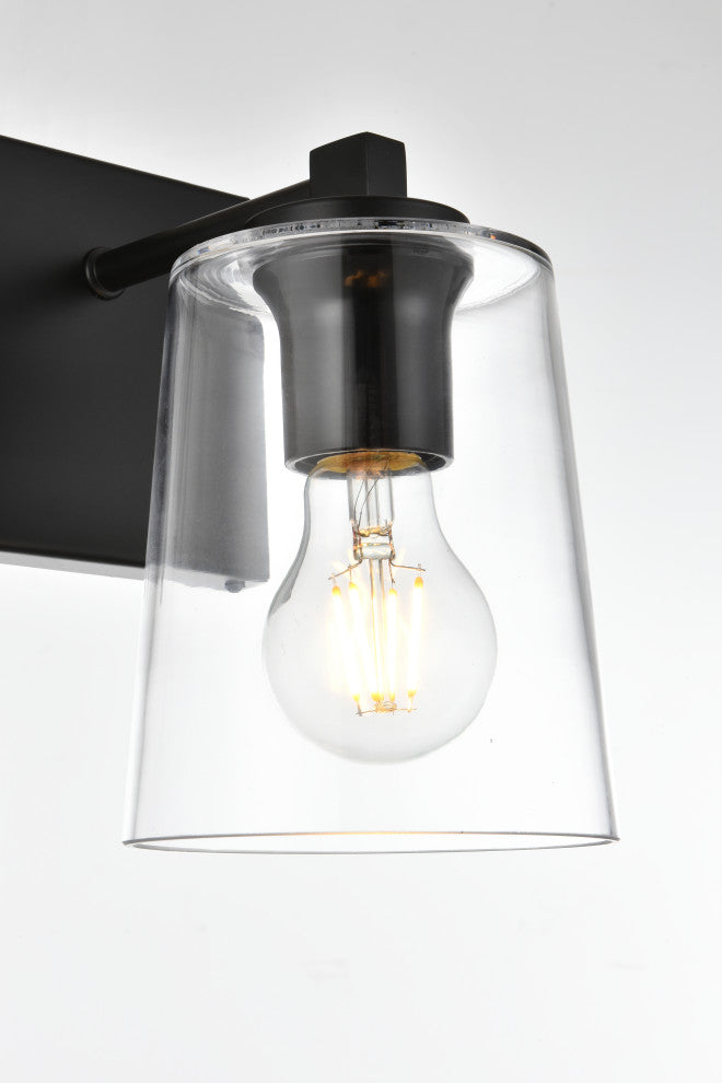 1 Light Black And Clear Bath Sconce