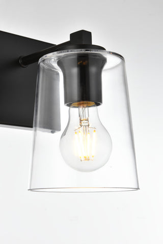 1 Light Black And Clear Bath Sconce