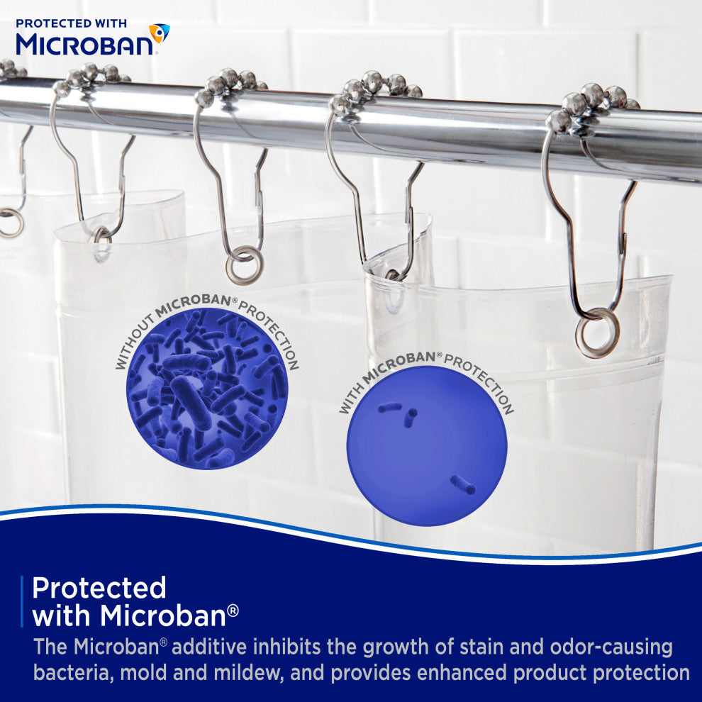 Microban Protected Heavyweight PEVA Shower Liner, 70" W x 72" H, Clear