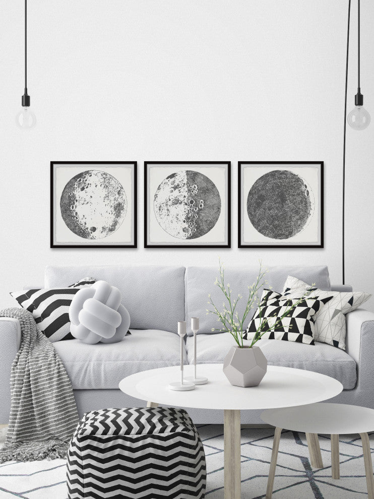 Magnificent Moon Triptych, Set of 3, 32x32 Panels