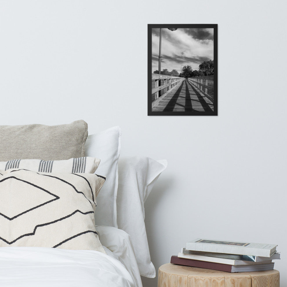 Follow the Lines Rural Landscape Framed Photo Paper Wall Art Prints, Black, 12" X 16"