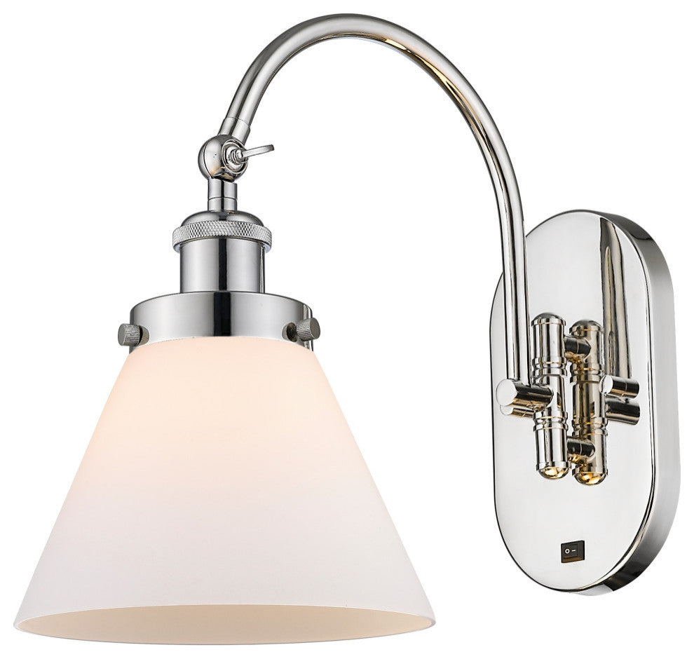 Cone Sconce, Polished Nickel, Matte White, Matte White