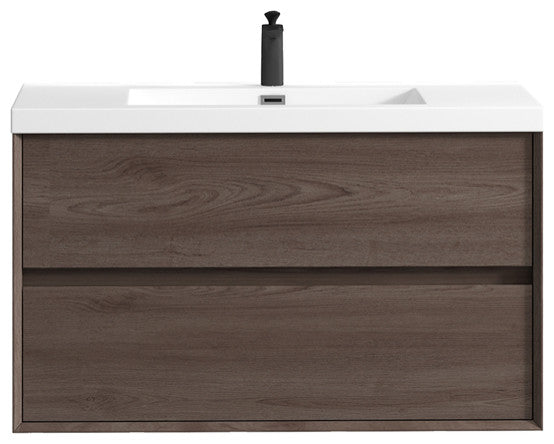 Ashley 42'' Floating Vanity, Acrylic Top, Red Oak