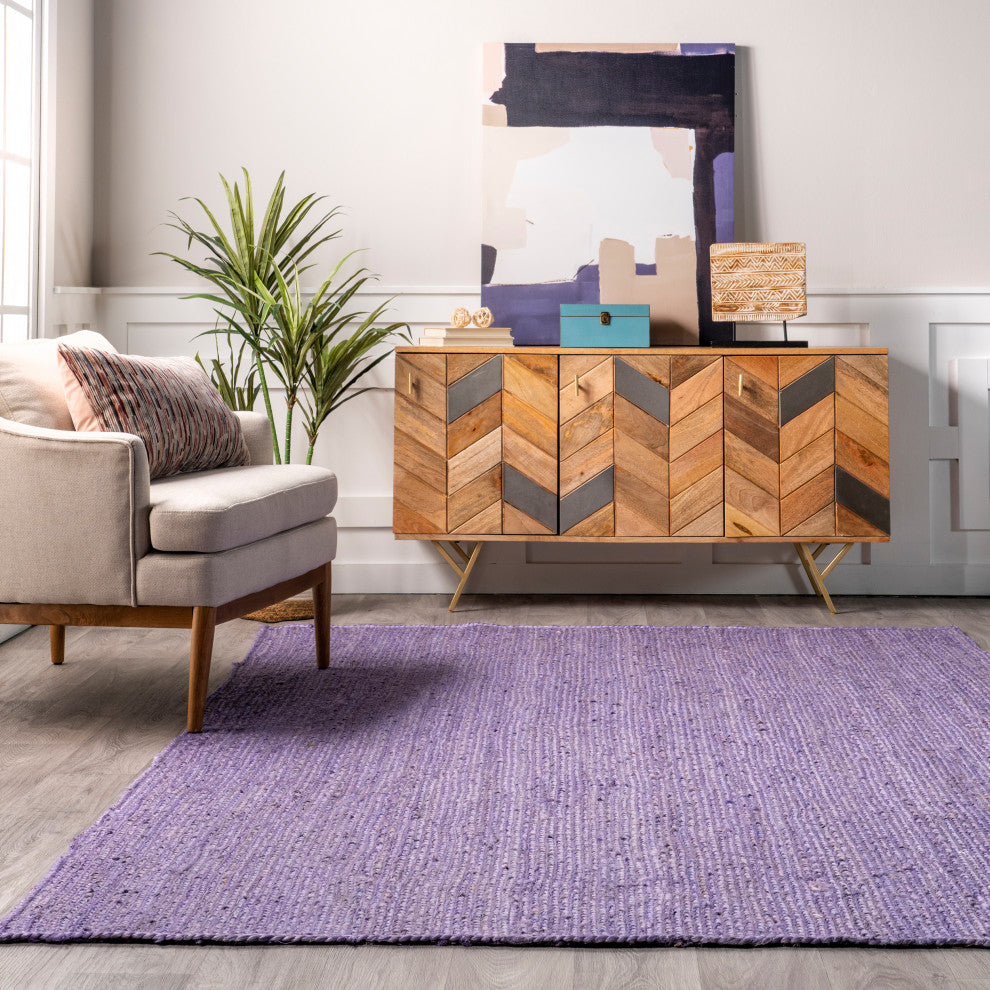 Nuloom Rigo Hand Woven Farmhouse Jute Rug, Purple 6' x 9'