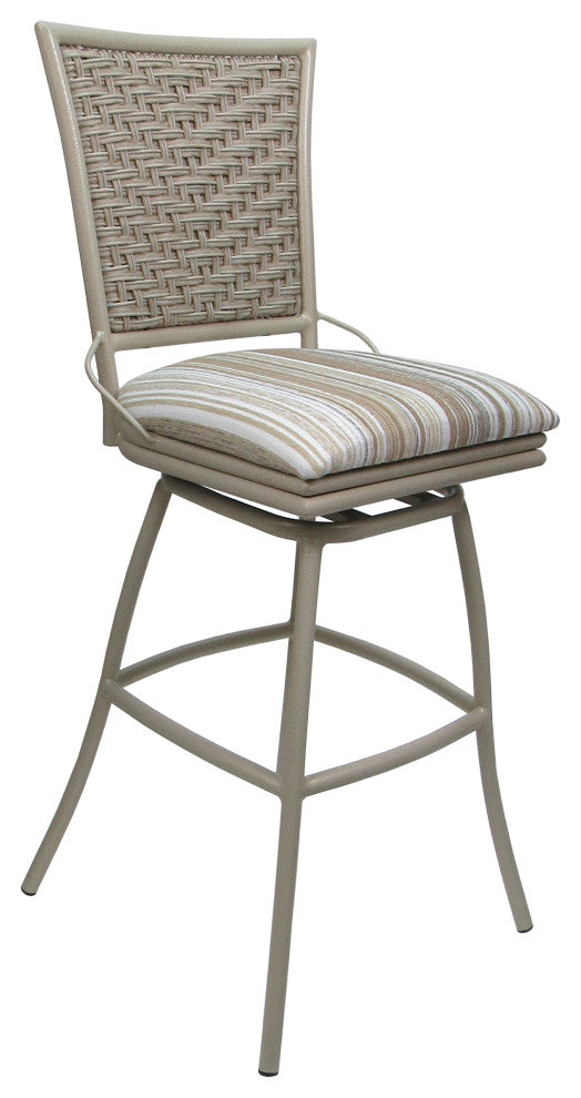 Outdoor Patio Swivel Counter Bar Stool Extra Tall without Arms - Erin, Driftwood Whitelinen - Beige, 34"