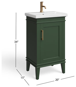 The Payton Bathroom Vanity, Green, 20", Single Sink, Freestanding