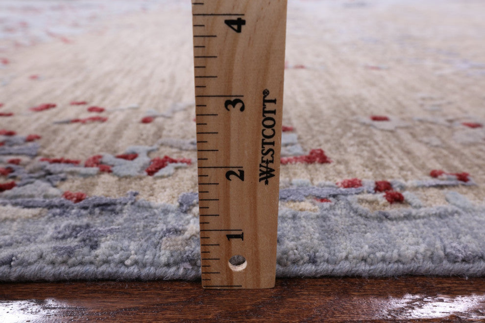 8' 1" X 10' 3" Contemporary Hand Knotted Wool and Silk Rug Q4771