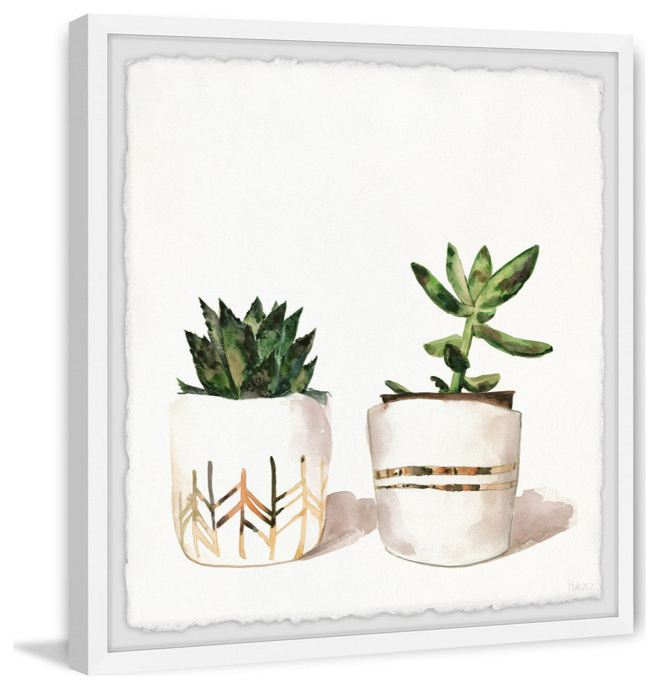 "Golden Potted Cactus" Framed Painting Print, 24"x24"
