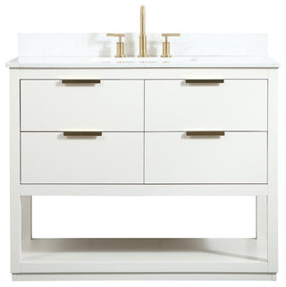42" Single Bathroom Vanity, White, With Backsplash