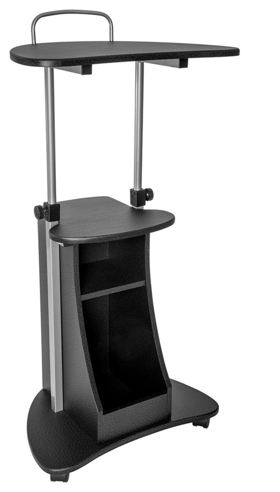 Rolling Adjustable Height Laptop Cart With Storage, Graphite