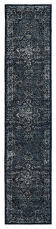 12' Runner Blue and Brown Oriental Power Loom Runner Rug