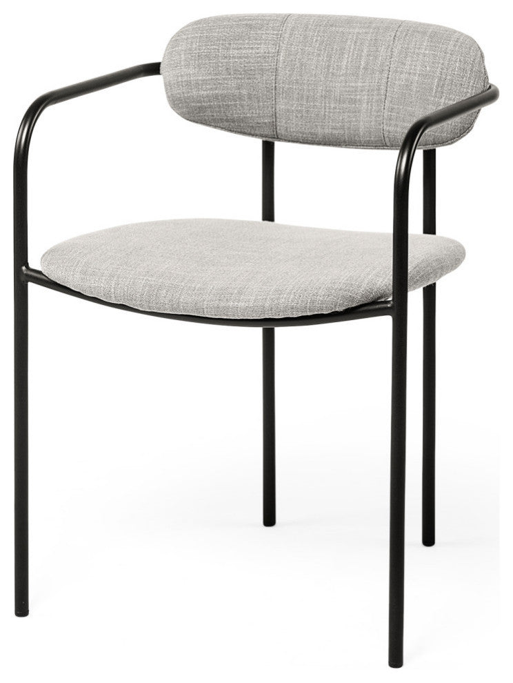 Parker Gray Fabric Seat Black Metal Dining Chair (Set of 2)